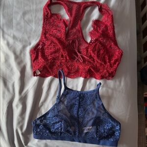 Victoria’s Secret Lace Bralette Set size S - Red and Blue